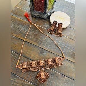 Vintage Copper Tibetan style Necklace and Earring Set🤩🤩
